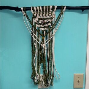 Handcrafted Green and Cream Macramé Wall Hanging